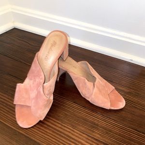 Madewell block heel sandals pink suede size 6